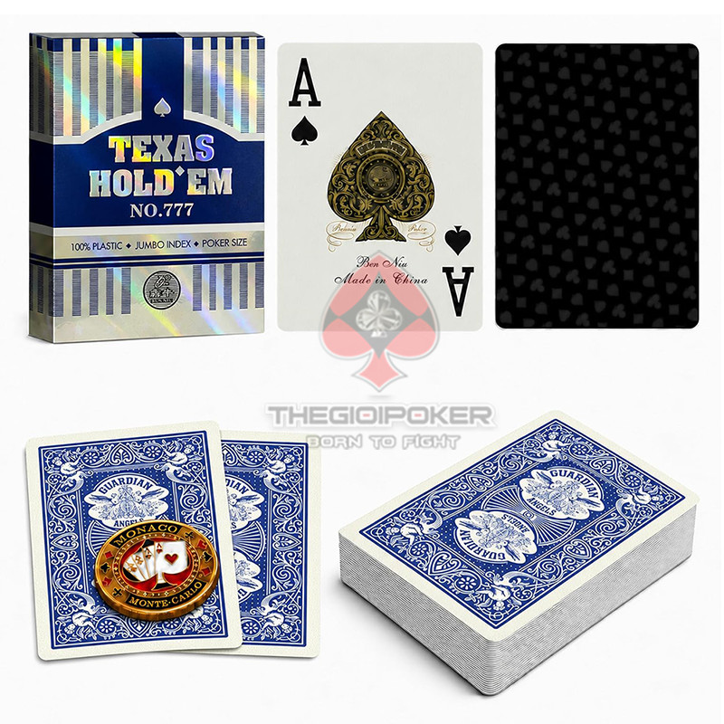 Bài Poker Texas Hold'em Beniu no.777 màu xanh biển