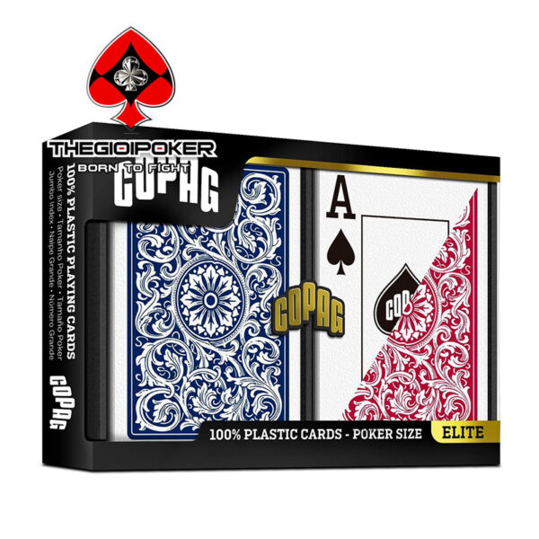 Set 2 bộ bài poker Copag 1546 với 2 màu xanh biển và đỏ chính hãng