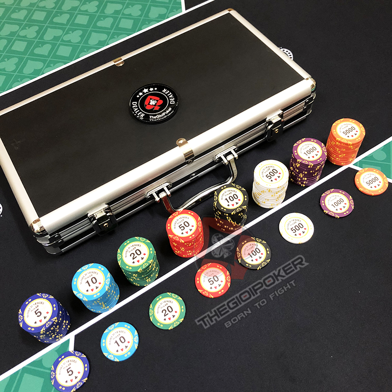 Chip poker clay World series poker đi kèm với vali da cao cấp