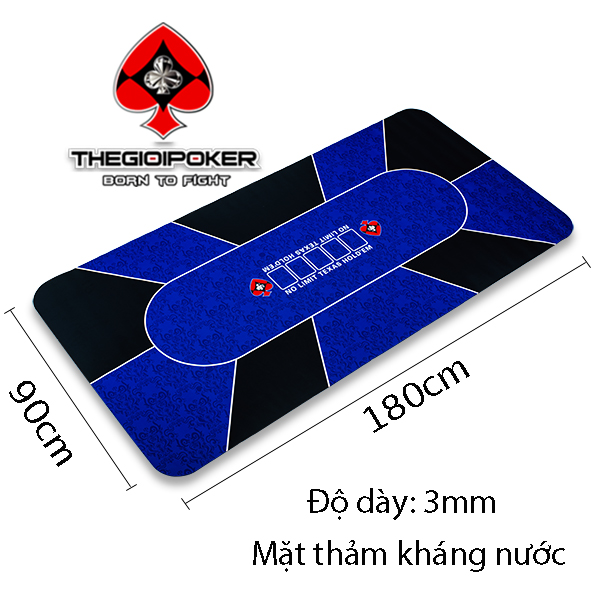 Thảm poker được thiết kế size 90x180cm dành cho 10 người chơi