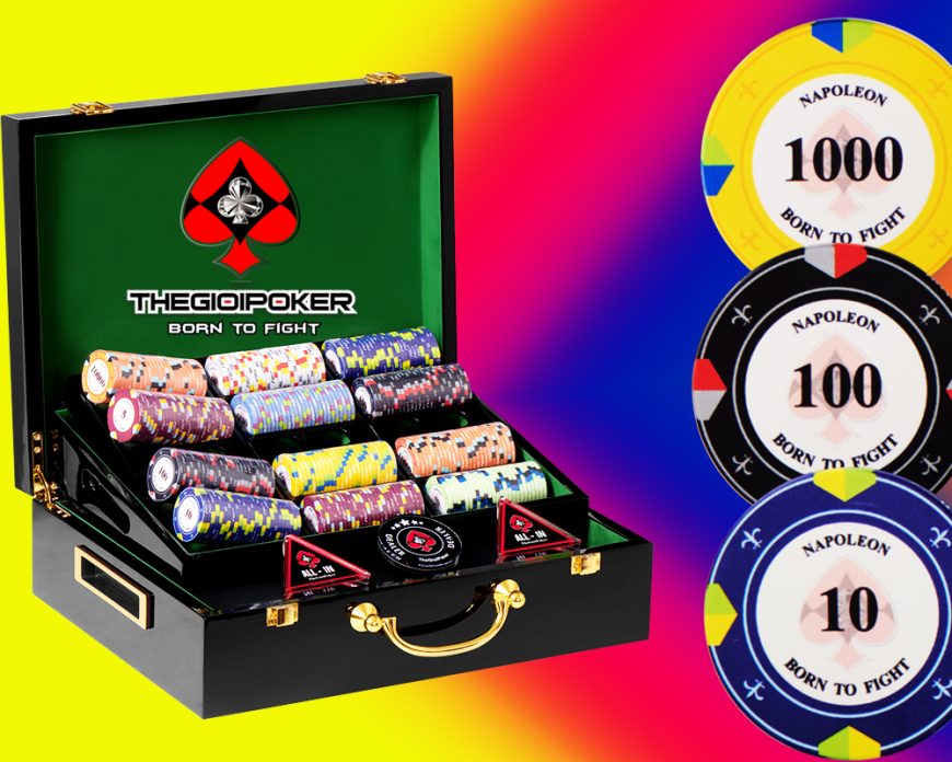 Bộ 500 chip poker ceramic napoleon cao cấpBộ 500 chip poker ceramic napoleon cao cấp