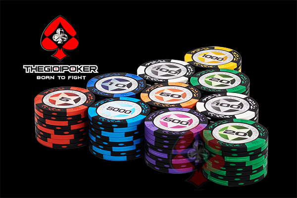 Bộ Chip Poker Stars gồm các mệnh giá từ 5 đến 5000 để khách hàng thoải mái lựa chọn