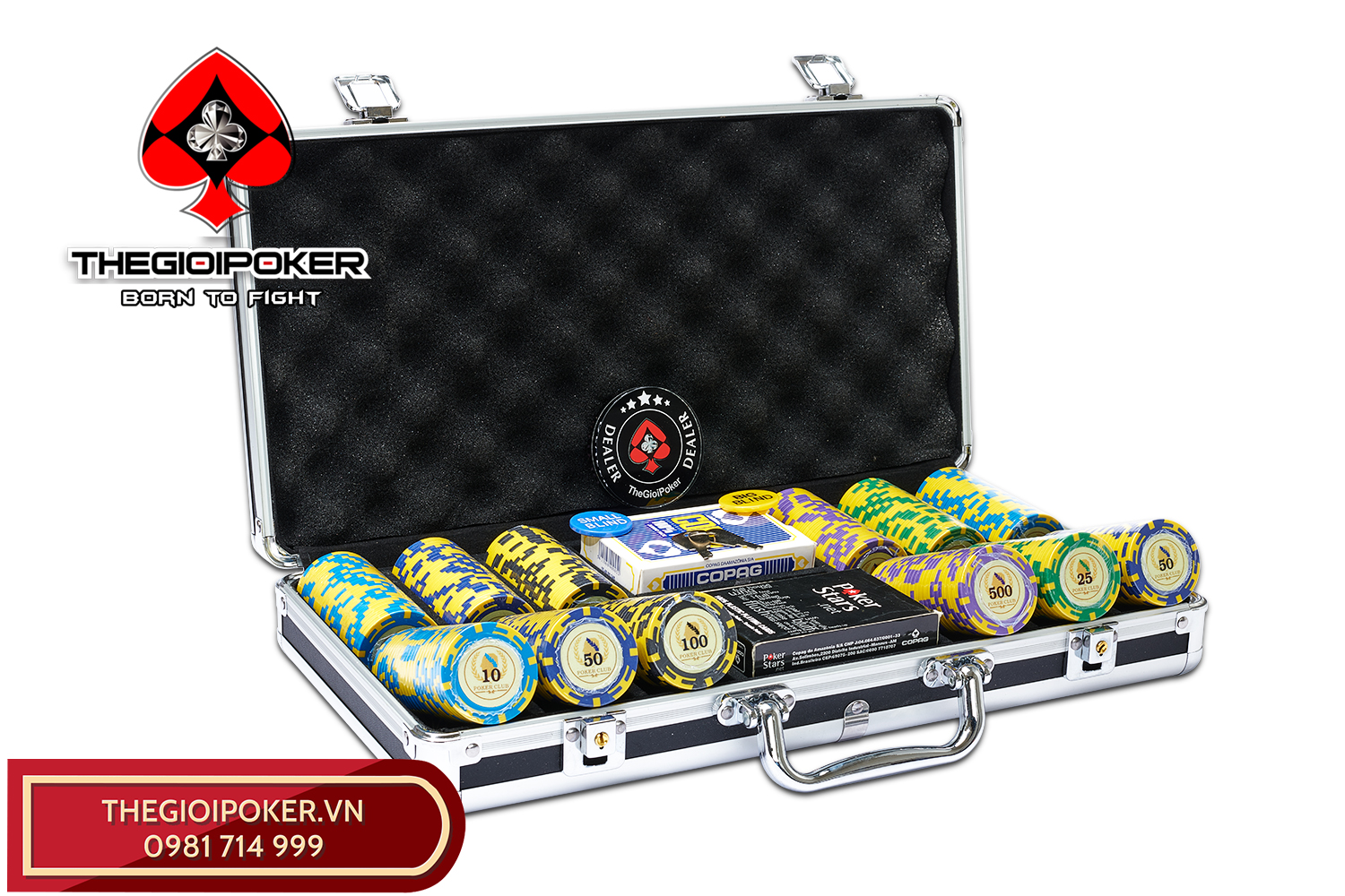 Set chip poker 300 chip cocok untuk grup yang terdiri dari 4 hingga 6 pemain