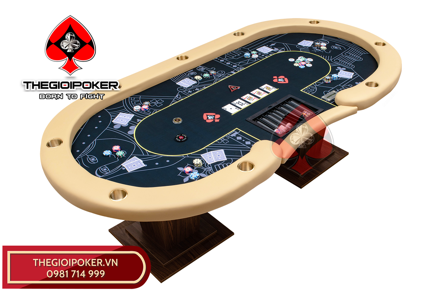 Bàn chơi poker chuyên nghiệp Lancaster Black được thiết kế và sản xuất bởi TheGioiPoker