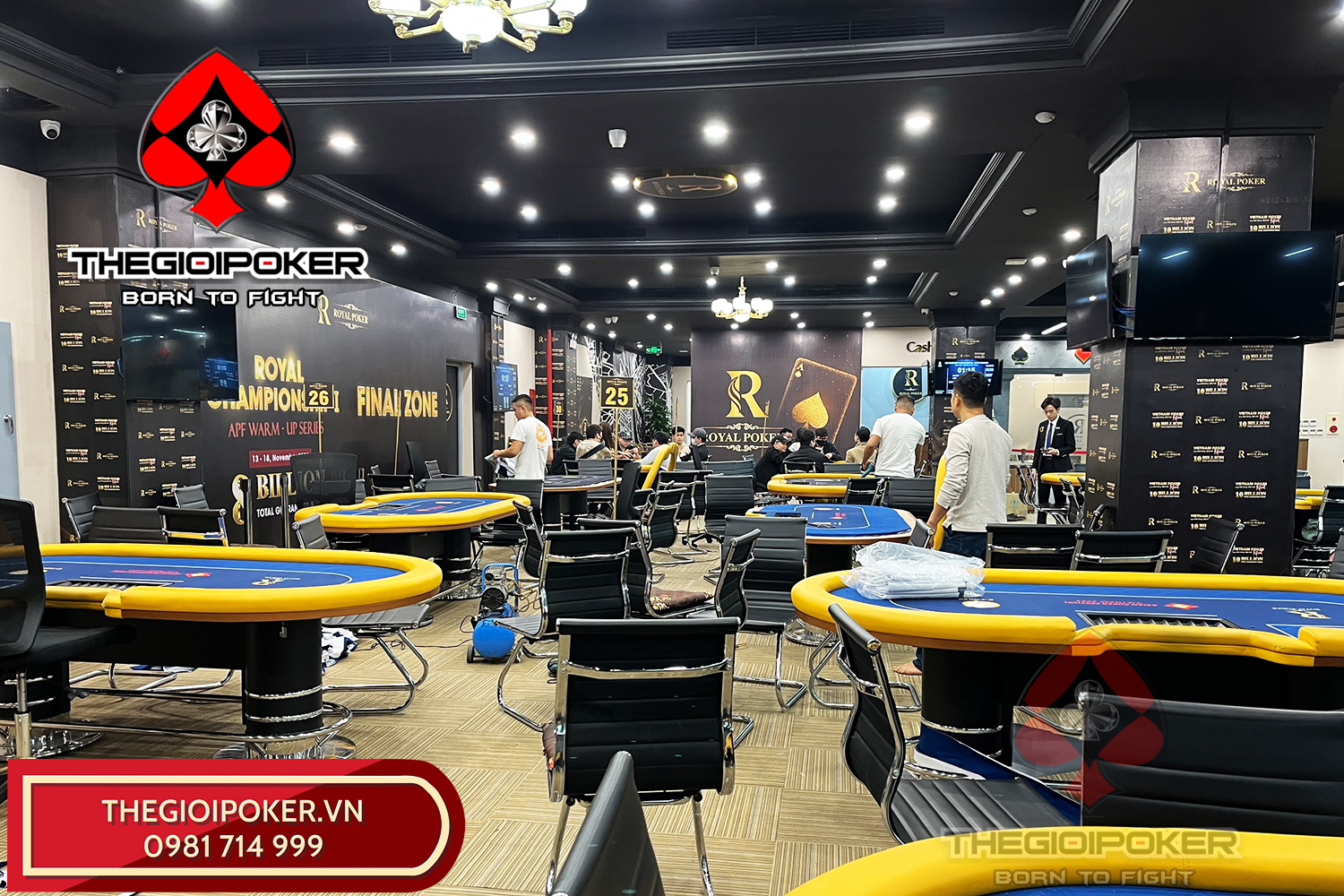 Chỉ với 8 tiếng TheGioiPoker đã hoàn thành thay thế hơn 30 bàn poker cho Royal Poker Club