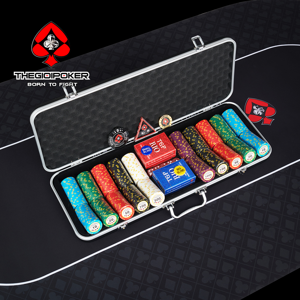 Bộ chip World series poker 500 phỉnh được đựng trong vali ABS Black sang trọng