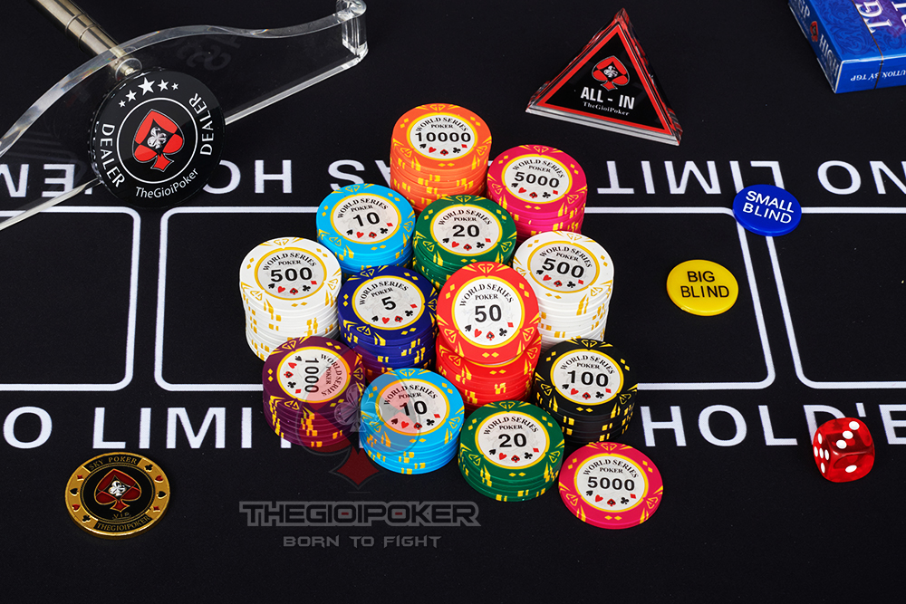 Chip Poker World Series được làm đủ mệnh giá từ 5 đến 10k