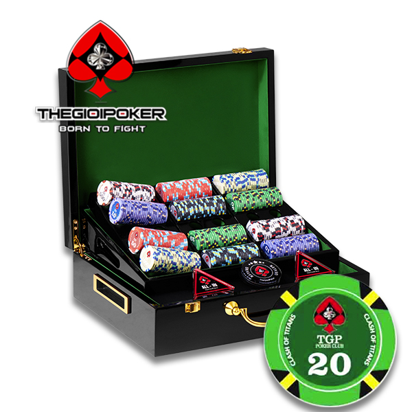 Set 500 chip poker Titan chất liệu ceramic cao cấp