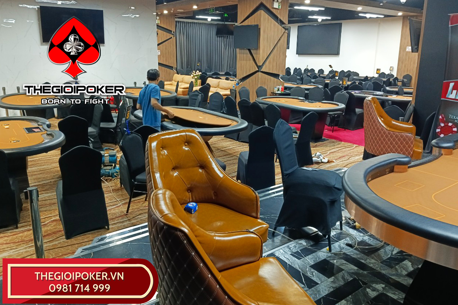 Thay toàn bộ 27 bàn poker cao cấp cho Sài Gòn Poker Club bởi TheGioiPoker