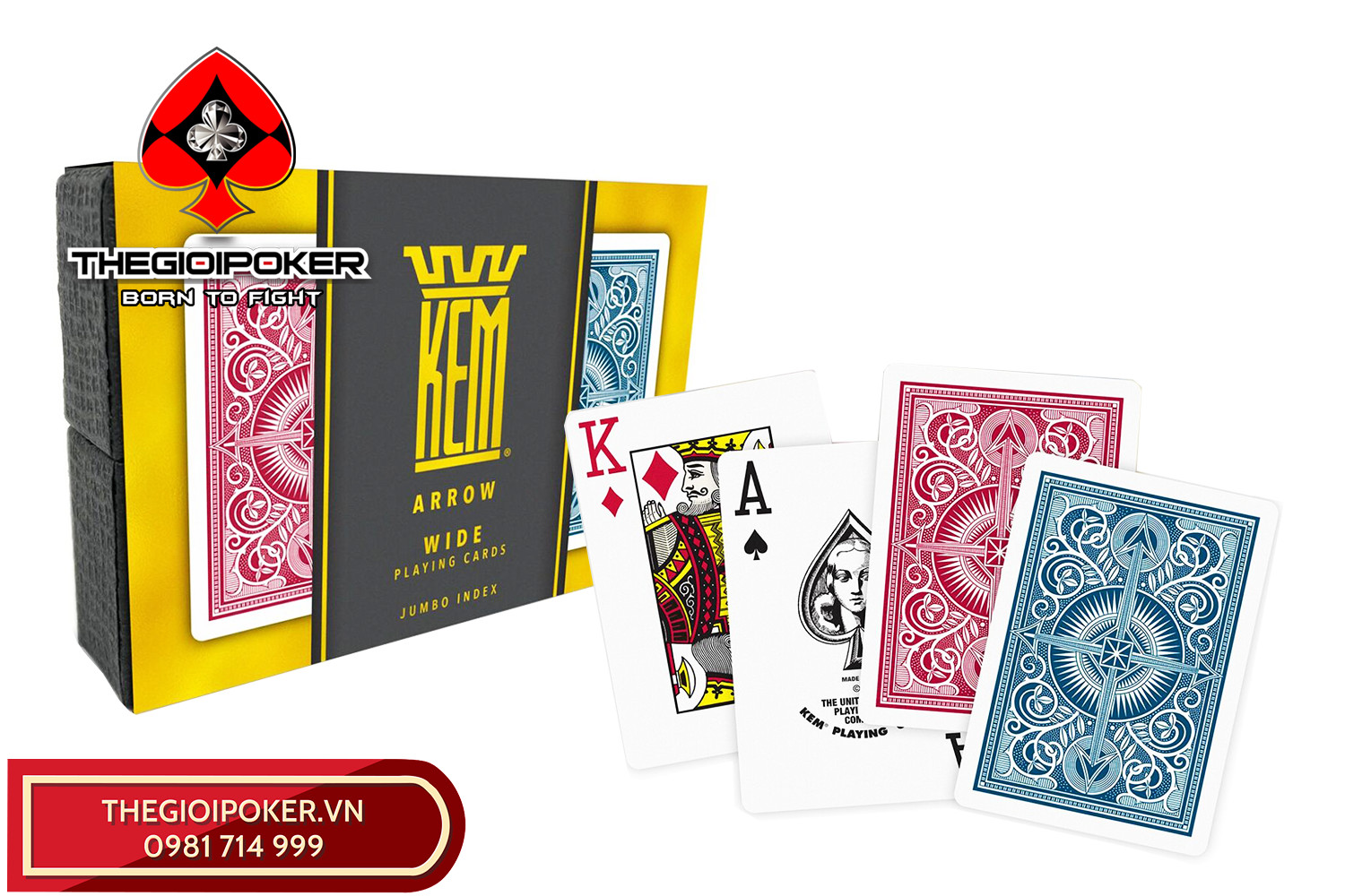 Bài Poker KEM Arrow Blue/Red Cao Cấp Chính Hãng