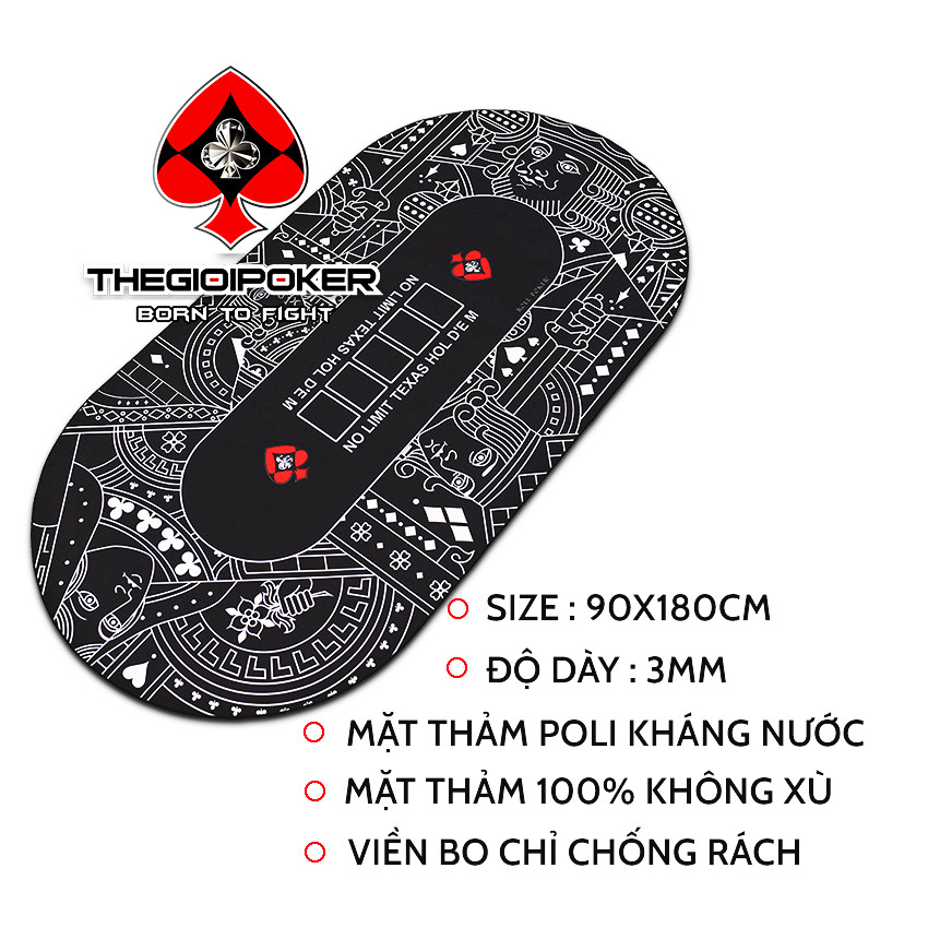 Thông số thảm poker cao su Ace Black cao cấp