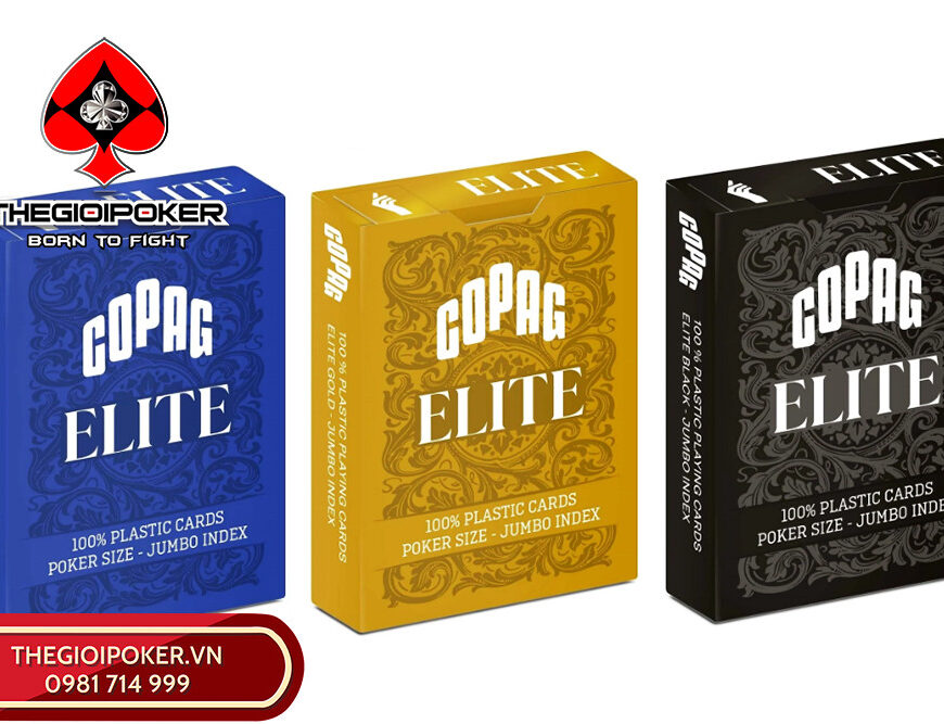 Bài Poker Copag Elite USA màu đen, vàng và xanh biển