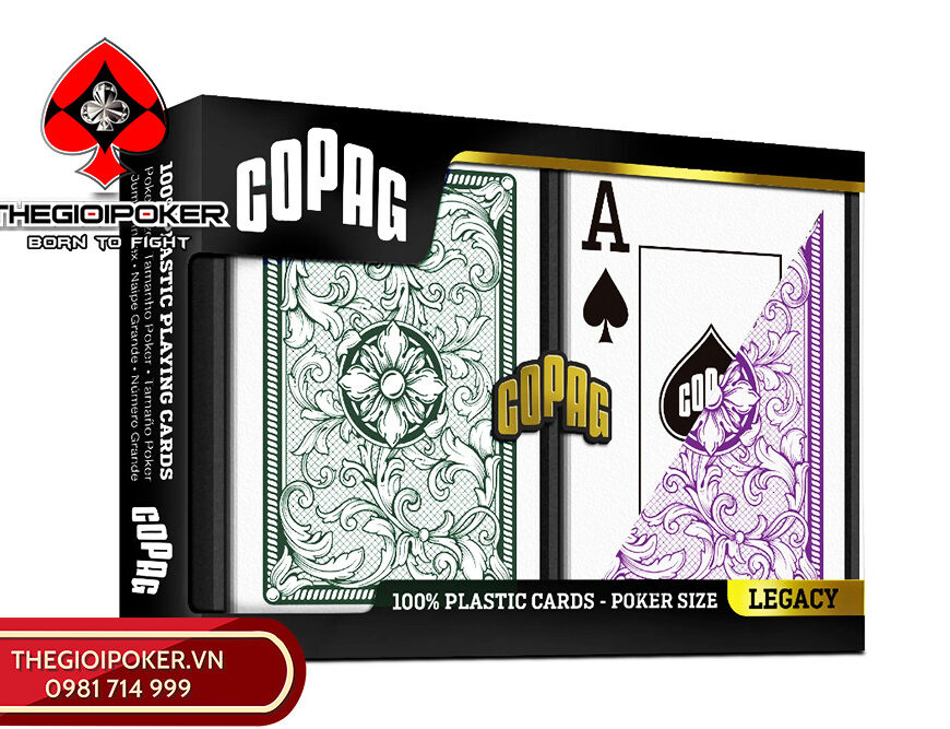 Bài Poker Copag Legacy với 2 màu xanh lá và tím rất đẹp