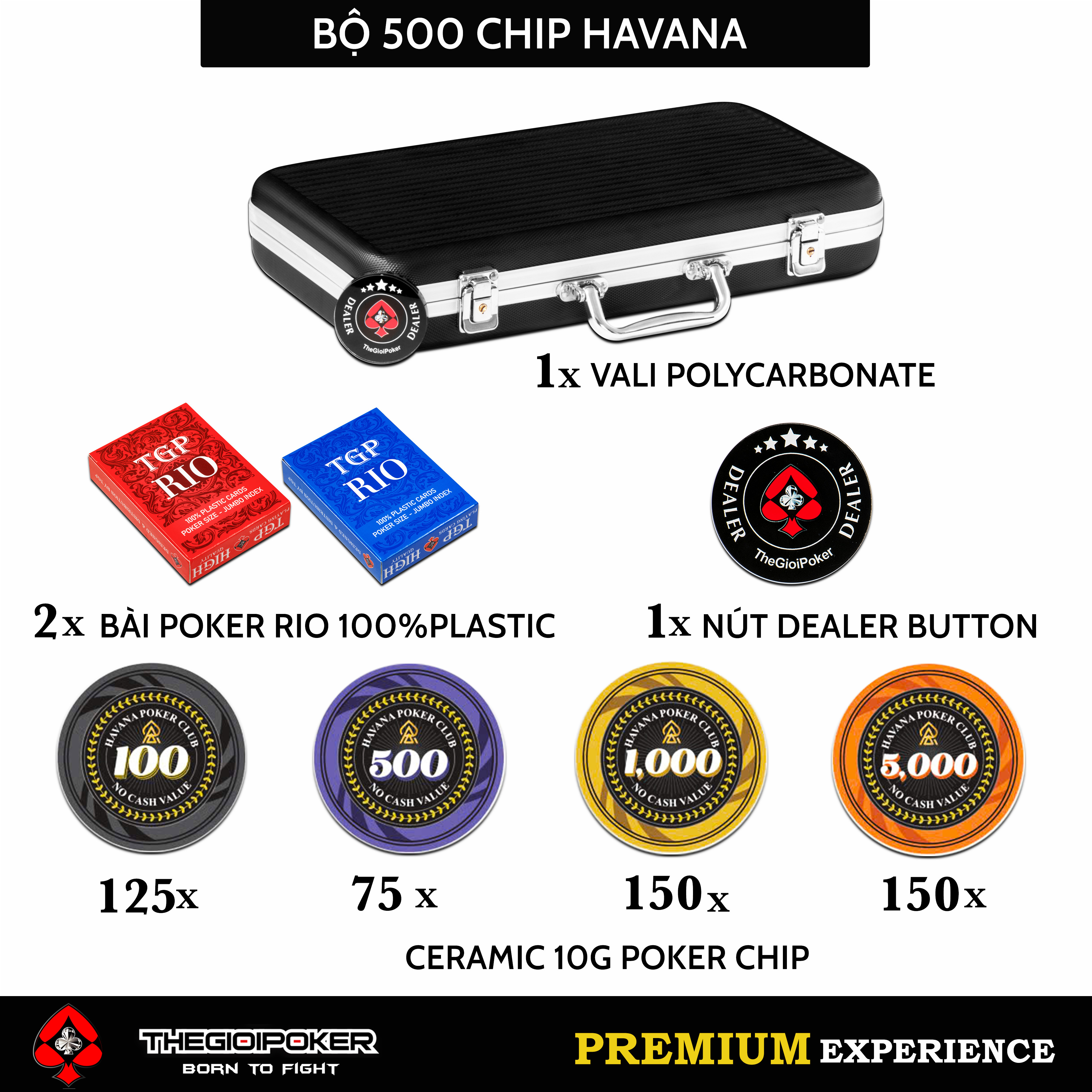 Số lượng chip poker được phân bổ trong set