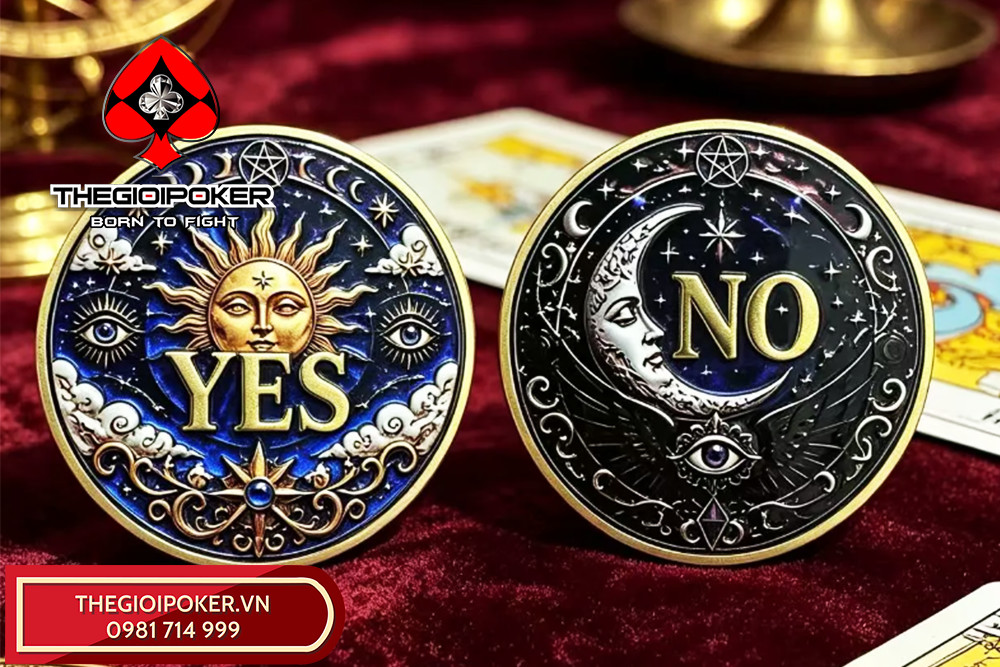 Xu chặn bài poker may mắn được in hình 2 mặt khác nhau